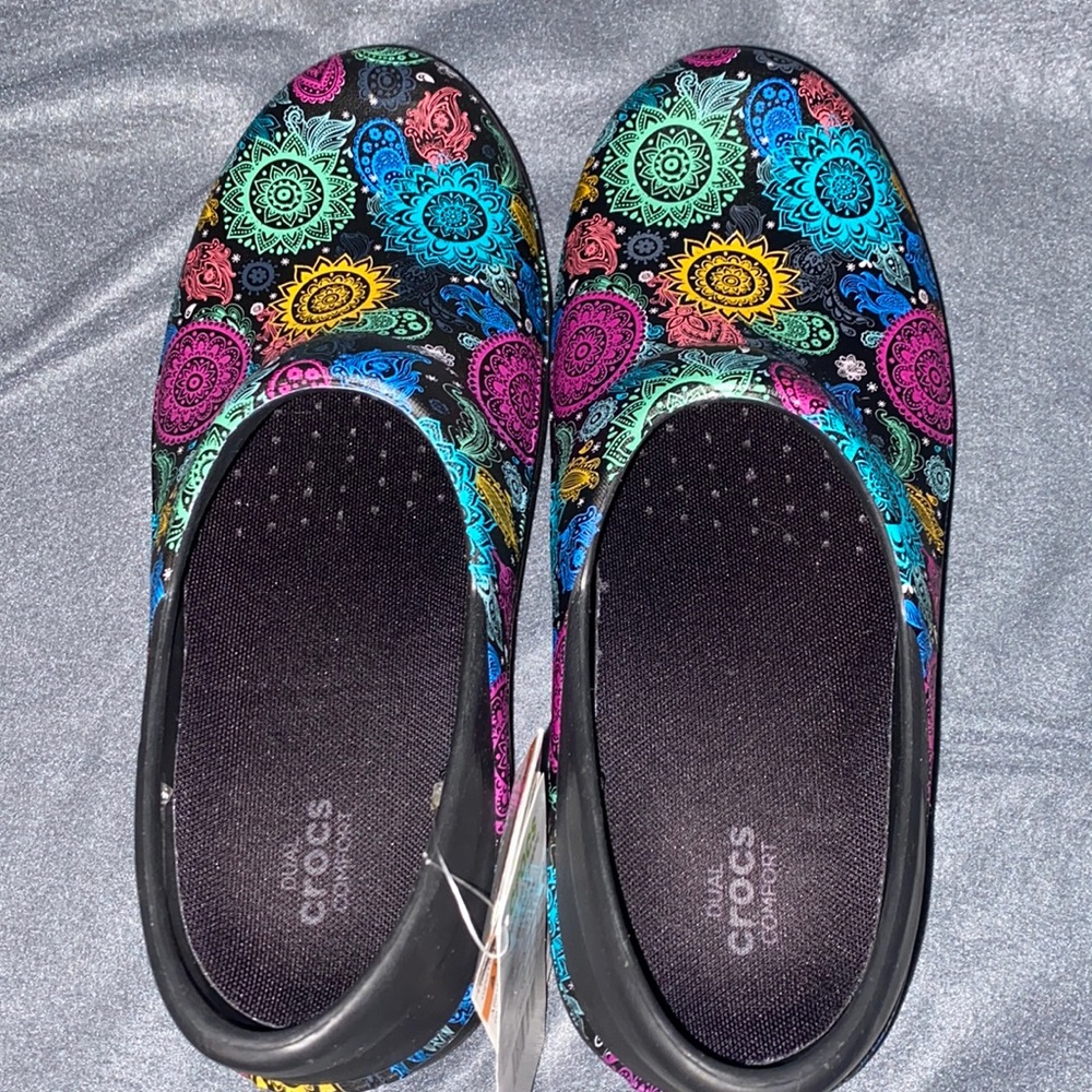 Black multicolor crocs